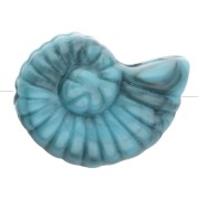 Cuenta de concha de caracol acrílica 40x30 mm - Turquesa jaspeado x1