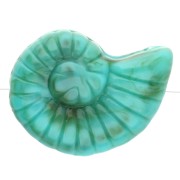 Cuenta de concha de caracol acrílica 40x30 mm - Verde turquesa jaspeado x1