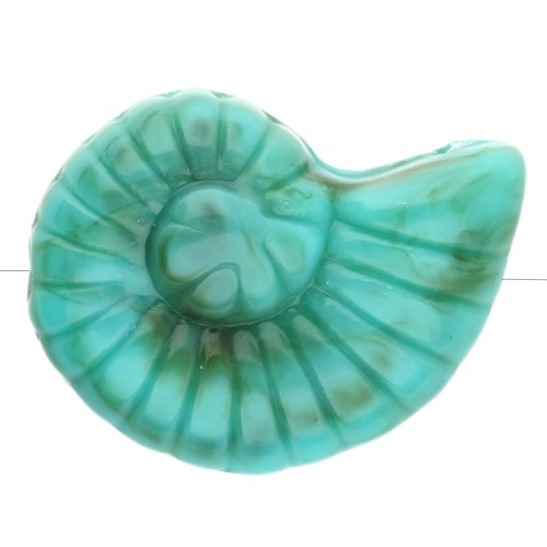Cuenta de concha de caracol acrílica 40x30 mm - Verde turquesa jaspeado x1