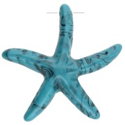 Azul turquesa - Colgante estrella de mar 37x38 mm resina - Azul turquesa - Negro jaspeado x1 Colgante estrella de mar 37x38 mm resina - Azul turquesa - Negro jaspeado x1