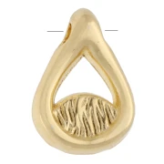 Dije en forma de gota de 10 x 7 mm con motivo de ojo y resina epoxi - Dorado - Blanco x1
