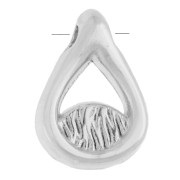 Dije en forma de gota de 10 x 7 mm con motivo de ojo, de resina epoxi - Chapado en plata fina envejecida - Blanco