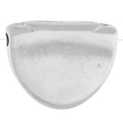 Cuentas semicirculares de 11 x 14 mm con motivo de ojo y resina epoxi - Chapado en plata fina envejecida - Blanco