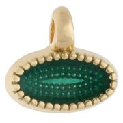 Mini dije ovalado de 8 x 9 mm con resina epoxi - Dorado - Verde x1