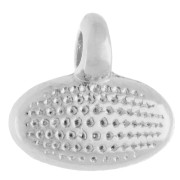 Mini dije ovalado de 8 x 9 mm de resina epoxi - Chapado en plata fina envejecida - Verde salvia