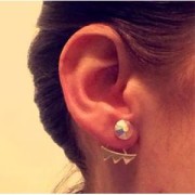 Pendientes Ear Jackets bolas 18 mm de Plata 925 dorado x2