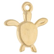 Dije de tortuga 18,5 x 17 mm - Dorado en oro fino - Verde con purpurina x1