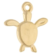 Dije de tortuga 18,5 x 17 mm - Dorado en oro fino - Verde con purpurina x1