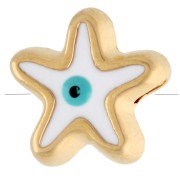 Ojo de estrella de mar de 10 mm con resina epoxi - Dorado - Blanco