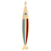 Colgante pez 58x9 mm con resina epoxi - Dorado con oro fino - Azul - Rojo x1|raw }}
