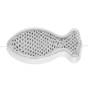 Cuenta pez 6x13 mm motivo ojo - resina epoxi Plateado fino Blanco Azul x1