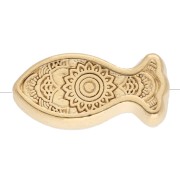 Cuenta pez rayado 7x15 mm con epoxi - Dorado con oro fino Turquesa Marfil x 1