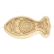 Cuenta pez rayado 7x15 mm con epoxi - Dorado con oro fino Turquesa Marfil x 1