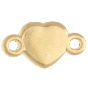 Entrepieza en forma de corazón de 15 x 8,5 mm de resina epoxi - Dorado con oro fino - Con purpurina rosa - Azul