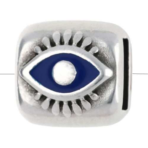 Émbolo de ojo rectangular 7,5x8 mm para cordón 5 mm Plateado fino envejecido x 1