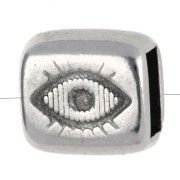Émbolo de ojo rectangular 7,5x8 mm para cordón 5 mm Plateado fino envejecido x 1
