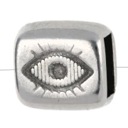 Émbolo de ojo rectangular 7,5x8 mm para cordón 5 mm Plateado fino envejecido x 1