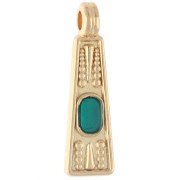 Colgante trapezoidal de 21,5 x 6 mm con resina epoxi - Dorado con oro fino - Verde x1