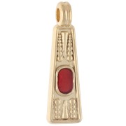 Colgante trapezoidal de 21,5 x 6 mm con resina epoxi - Dorado en oro fino - Naranja x1