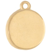 Colgante redondo irregular 15 mm - Motivo sol - Dorado con oro fino - Coral fluorescente x1