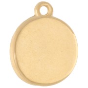 Colgante redondo irregular 15 mm - Motivo sol - Dorado con oro fino - Purpurina rosa