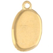 Colgante oval 21x13,5 mm - motivo caballito de mar - Dorado con oro fino - Purpurina rosa x1