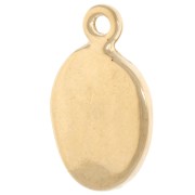 Charm oval 19x11 mm - Motivo concha - Dorado con oro fino - Coral fluorescente x1