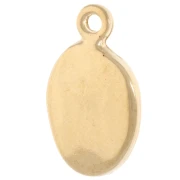 Charm oval 19x11 mm - Motivo concha - Dorado oro fino - Purpurina rosa x1