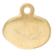 Dije ovalado irregular 13mm - Motivo pez - Dorado con oro fino - Verde turquesa