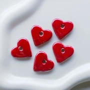 Colgante de cerámica con forma de corazón, 21 x 23 mm - Efecto marmolado rojo x1