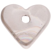 Colgante de cerámica en forma de corazón, 21 x 23 mm - Efecto marmolado marfil x1