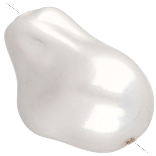 Perla en forma de gota irregular de 22 x 16 mm, imitación de perla de agua dulce - Blanco nacarado x1