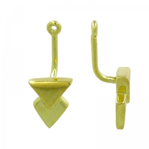 Pendientes Ear Jackets triángulos 22 mm de Plata 925 dorado x2
