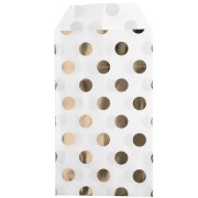13,00cm - Sobre de papel de 8 x 13 cm - estampado de lunares - Blanco - Dorado x1 Sobre de papel de 8 x 13 cm - estampado de lunares - Blanco - Dorado x1