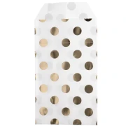 Sobre de papel de 8 x 13 cm - estampado de lunares - Blanco - Dorado x1