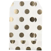 Sobre de papel de 10 x 13 cm - estampado de lunares - Blanco - Dorado x1