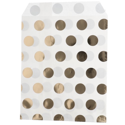 Sobre de papel de 13 x 16 cm - estampado de lunares - Blanco - Dorado x1
