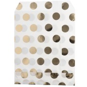 Sobre de papel de 13 x 16 cm - estampado de lunares - Blanco - Dorado x1