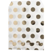Sobre de papel de 13 x 16 cm - estampado de lunares - Blanco - Dorado x1