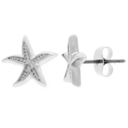 Pendientes estrella de mar 12 mm - Plateado fino x2