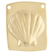 Colgante irregular 32x28 mm - concha Dorado en oro fino Azul x1