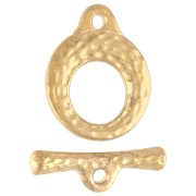 Cierre redondo en forma de «T» martillado de 13 mm - Dorado en oro fino x1