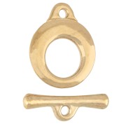 Cierre redondo en forma de «T» martillado de 13 mm - Dorado en oro fino x1