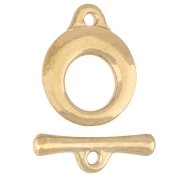 Cierre redondo en forma de «T» martillado de 13 mm - Dorado en oro fino x1