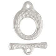 Cierre redondo en forma de «T» martillado de 13 mm - Chapado en plata fina envejecida x1