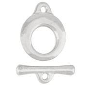 Cierre redondo en forma de «T» martillado de 13 mm - Chapado en plata fina envejecida x1