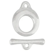 Cierre redondo en forma de «T» martillado de 13 mm - Chapado en plata fina envejecida x1