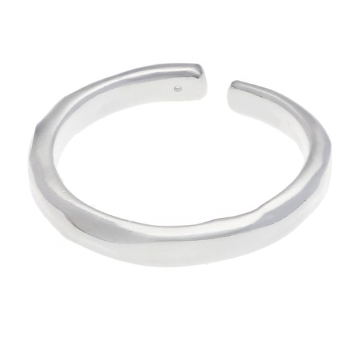 Anillo martillado fino ajustable - Talla 56 a 62 - Plateado fino x1