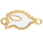 Entrepieza de pájaro 20x10 mm con resina epoxi - Dorado con oro fino - Blanco x1