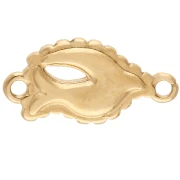 Entrepieza de pájaro 20x10 mm con resina epoxi - Dorado con oro fino - Blanco x1
